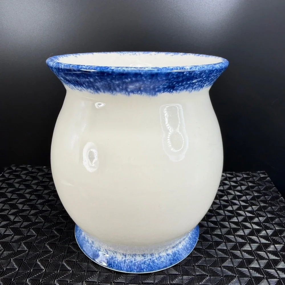 Lebeau et Weilbrenner Poterie Ceramic Utensil Crock Blue White Bird Ustensiles